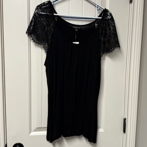 Lane Bryant Elegant Black Lace Sleeve Top